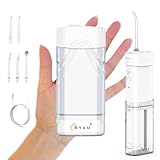 BY4U Rechargeable Water Dental Flosser 200ml Mini Portable Teeth Oral Irrigator 5 Jet Tips IPX7 Waterproof with Telescopic Water Tank for Home Travel