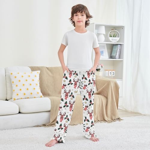 Boys' Pants Cute Deer Christmas Long Bottoms Jogger Pants Elastic Waist Trousers with Pockets S-XL 5
