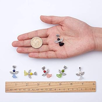 SUNNYCLUE 1 Boîte De 30 Breloques D'ange En Vrac Avec Pendentif En Forme D' Aile Colorée Pour La Fabrication De Bijoux, Colliers, Boucles D'oreilles, Porte-clés, Loisirs Créatifs, Débutants, Adultes