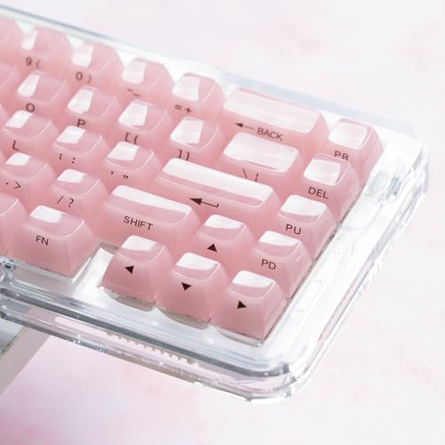 Image of Womier Keycaps Jelly Pink, Ceramic Keycaps Style Shine Through Keyboard Cap | Clear Keyboard Key Side Printed Custom 60 65 75 100 Percent for Cherry MX, Gateron Mechanical Keyboard(MDA Profile)
