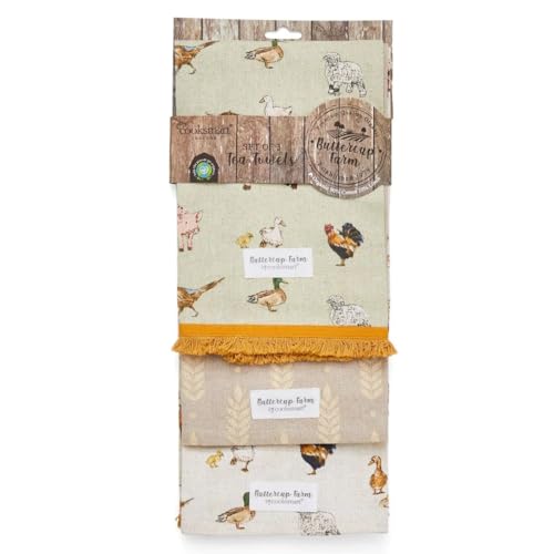 Cooksmart British Designed Pack of 3 Tea Towels | Luxury Tea Towels for Kitchen | Modern Designed Tea Towel Set