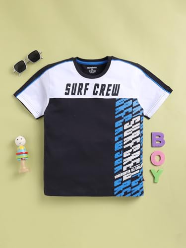 Image of Bumchums Cartoon Casual Regular Fit Half Sleeve Round Neck T-Shirt for Kids, Boys, Typographic Printed