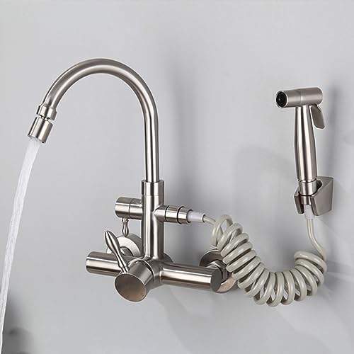 Robinet de cuisine mitigeur mural double boucheur chaud froid