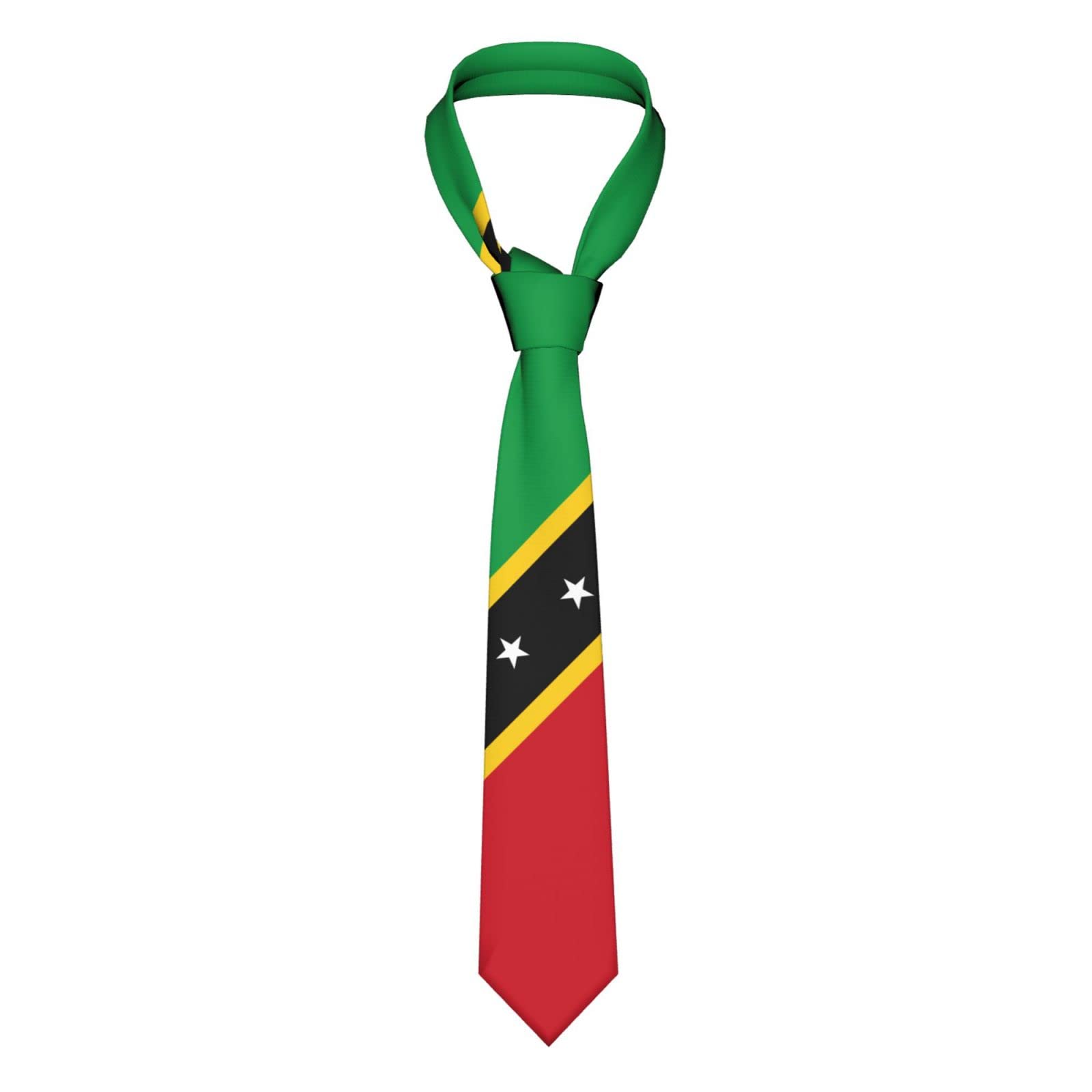 BHHJKK Saint Kitts And Nevis Flag Emblem Striped Necktie Men'S Neck Ties Mens Party Business Neckties Soft Skil Tie