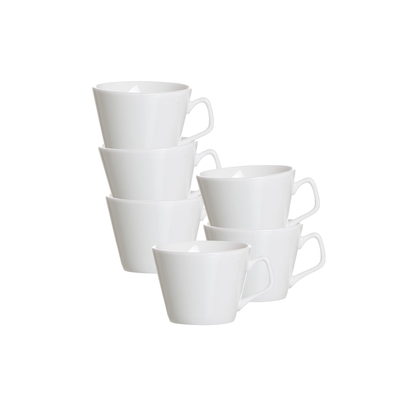 Ritzenhoff & Breker Arena Espressotassen 6er Set | 80 ml | Mokkatassen mit kantiger Form | Porzellan | Spülmaschinen- & Mikrowellengeeignet | Weiß