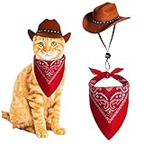 Ajustement confortable et sécurisé : notre chapeau de cowboy pour chien dispose d'une mentonnière réglable, assurant un ajustement parfait et sécurisé pour votre ami à quatre pattes..Le foulard bandana est conçu pour être facilement noué autour du cou de votre animal, offrant à la fois confort et style.