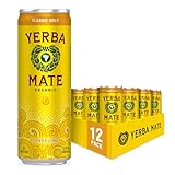 Yerba Madre Organic Organic Sparkling Yerba Mate, Classic Gold, 80mg Natural Plant Based Caffeine, Smooth Energy & Focus, Carbonated, 12 Oz (Pack of 12) (Packaging May Vary)