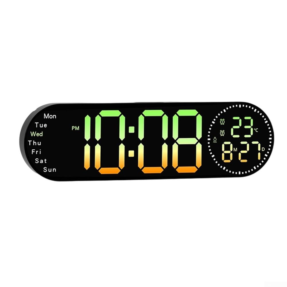Grande horloge numérique RVB pour cuisine moderne avec affichage température