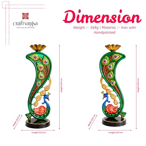 Image of CraftVatika Elegant Metal Peacock Candle Holder - Peacock Decoration Items, Perfect Home Decoration Diwali, Intricate Design Tealight Candle Holders for Home Decor, Handpainted Tealight Candle Holder