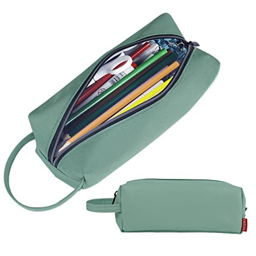 Fmeida Aesthetic Pencil Case - Spacious, Waterproof, Portable With Carrying Handle - Practical Pencil Pouch Pen Holder Stationery Organizer | Light Green #TOP11