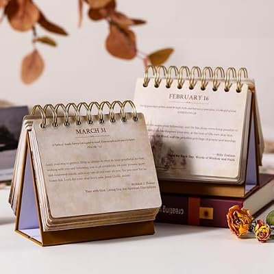 Desk Calendar - Christian Gifts/Religious Gifts for Women, Bible Gifts, 4.8 x 5.5, 365 Days of Inspriational Quotes, Flip Calendar for Desk with Thick Paper, Twin-Wire Binding - Promises