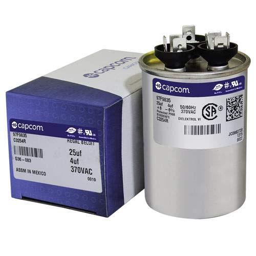 25 + 4 uf MFD 370 VAC Replacement Round Run Capacitor # C3254R