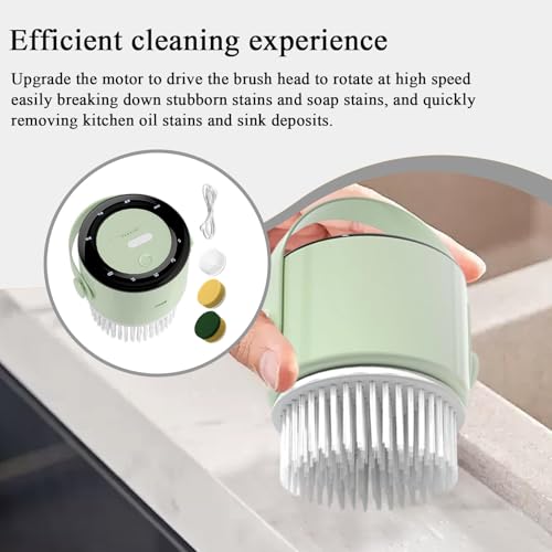 Brosse électrique rechargeable 1200mAh puissante avec 3 têtes de rechange