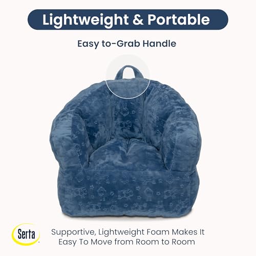 Delta Children - Serta Kids Plush Barrel Toddler Chair, Soft Foam Chair Bean Bag Chair Alternative for Boys and Girls, Cozy Seat for Reading, Watching Cartoons, Playroom Nursery Bedroom, Denim Blue - image 5