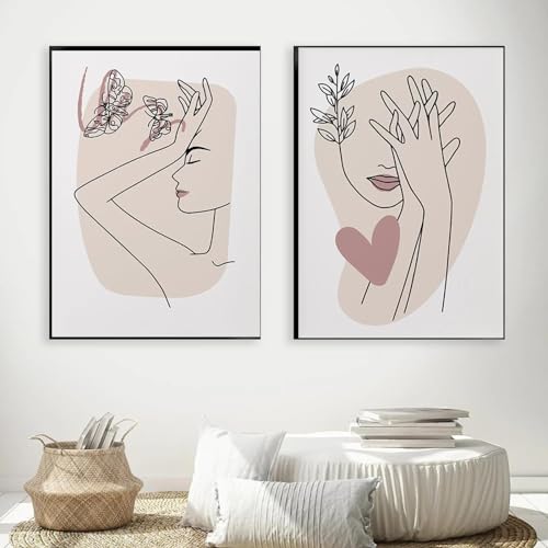 Impression de visage féminin pour décoration de salon chic et bohème