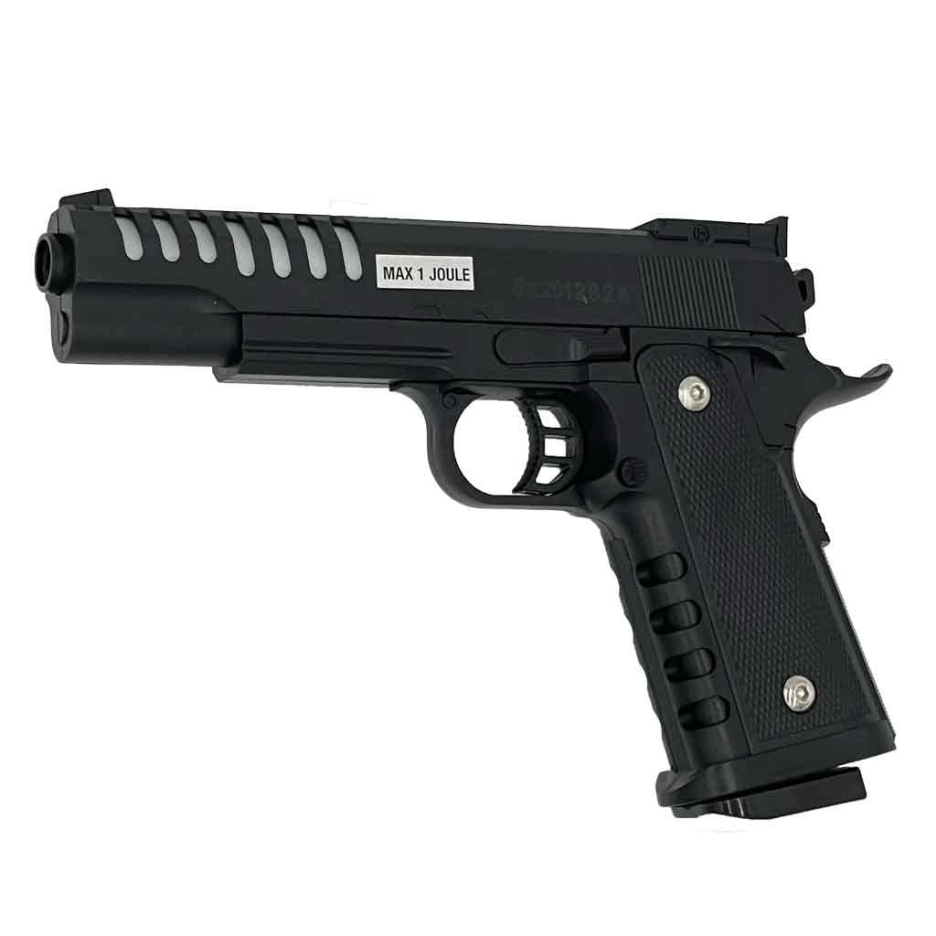 Saigo Hi-capa SG00060 Pistola Airsoft-Modello a Molla-Fuoco Manuale/Colpo per Colpo-Colore: Nero-Potenza 0,3 Joule