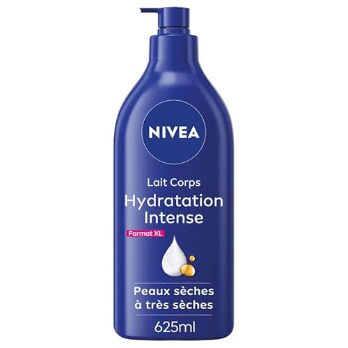 NIVEA Latte corpo Idratazione Intensa 72H (1 x 625 ml) — Latte Nutriente con Acido Ialuronico Puro & Olio di Mandorle Dolci — Crema idratante corpo per pelli secche e molto secche