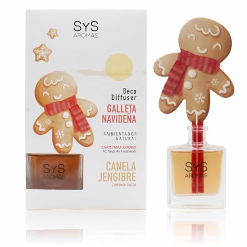SYS Aromas Ambientador Decorativo Difusor Galleta Navideña Canela y Jengibre – Fragancia Dulce y Especiada – Aroma Cálido y Acogedor – Larga Duración – Ideal para Hogar, Oficina y Regalo – 90 ml SYS Aromas Ambientador Decorativo Difusor Galleta Navideña Canela y Jengibre – Fragancia Dulce y Especiada – Aroma Cálido y Acogedor – Larga Duración – Ideal para Hogar, Oficina y Regalo – 90 ml