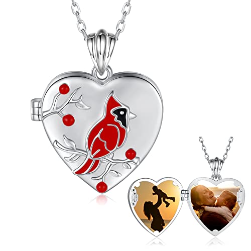 MANBU Sterling Silver Cardinal Jewelry for Women - Red Bird Stud Earrings Pendant Locket Necklace Bracelet Always In My Heart Memorial Jewelry Gift2