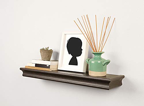 Image of HIGH & MIGHTY 515606-HSU Decorative 18 inch Floating Shelf Holds up to 15lbs, Easy Tool-Free Dry Wall Installation, Beveled, Retail Pack of 2, Espresso