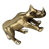 Figurine de rhinocéros en laiton – cette statuette de rhinocéros en laiton est dotée d'une structure stable et ne risque pas de se renverser sur un bureau