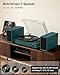 Retro Bluetooth Record Player with External Speakers, 3-Speed Belt-Drive Turntable, USB to PC Recording, AUX & RCA Output, Auto Stop, Vintage Vinyl Player with Modern Design, Green