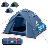 NORDMUT® Wurfzelt 2-4 Personen für blitzschnellen Aufbau – Pop Up Zelt 2-4 Personen wasserdicht & UV-Schutz – Campingzelt mit hervorragender Luftzirkulation (Blau)