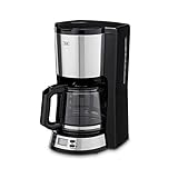 KHG Kaffeemaschine KA-186SE in schwarz, Filterkaffeemaschine mit Glaskanne, 1,5 Liter, für 12 Tassen, 1000 W, Abschaltautomatik, Permanentfilter, LCD-Anzeige/Uhr, Tropfstopp