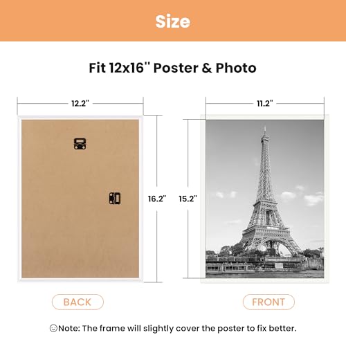 Image of upsimples 12x16 Picture Frame White 3 Pack, Scratch-Proof Poster Frames 12 x 16 for Photo Gallery - Slide-In Strips, Horizontal or Vertical Wall Mounting