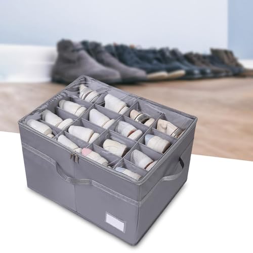 Boîte de rangement chaussures pliable à compartiments et poignées robustes