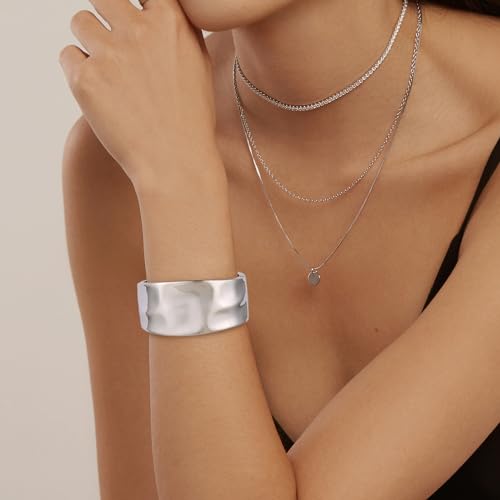 HZMAN Chunky Gold Cuff Bracelets for Women Thick Wide Bangle Bracelet Hammered Open Hinge Wrist Cuff Bracelet Jewelry Gift2