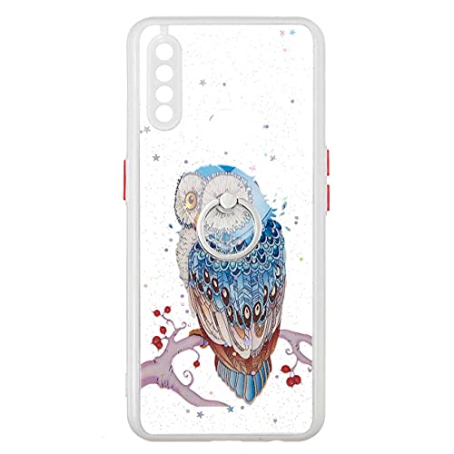ONV Oppo A8 / Oppo A31 2020 Phone Case - Pattern Painting Silicone Case with Metal Ring Kick-Stand Shock Absorb Anti-Scratch Soft Bumper Cover for Oppo A8 / Oppo A31 2020 [Acrylic] - Owl