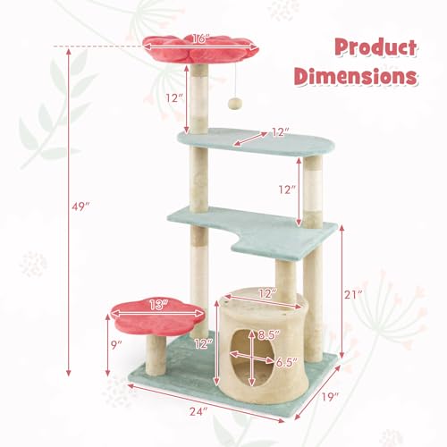 Árbol para Gato Flor 49 Pulgadas Multi-Niveles con Rascadores miniatura 3