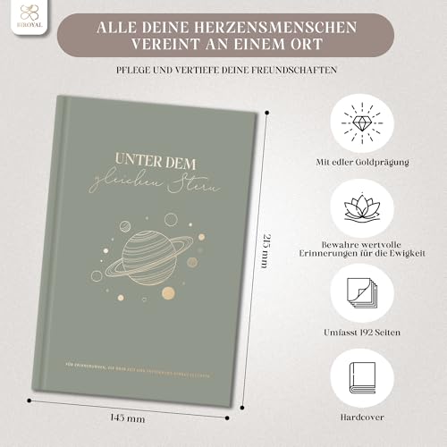 BIROYAL Freundebuch Erwachsene für 62 Freunde, Freundschaftsbuch Erwachsene mit 4 Vorlagen & 10 Gemeinschaftsseiten, Freunde Buch für Familie, Kollegen, Poesiealbum zum Ausfüllen, Geschenk für Freunde