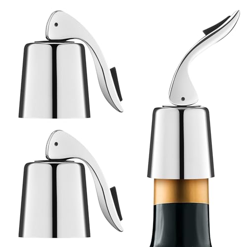 Wine Bottle Stoppers Stainless Steel Wine Stopper 2pcs Leak-Proof Wine Bottle Plug Keeps Wine Fresh (2pcs)