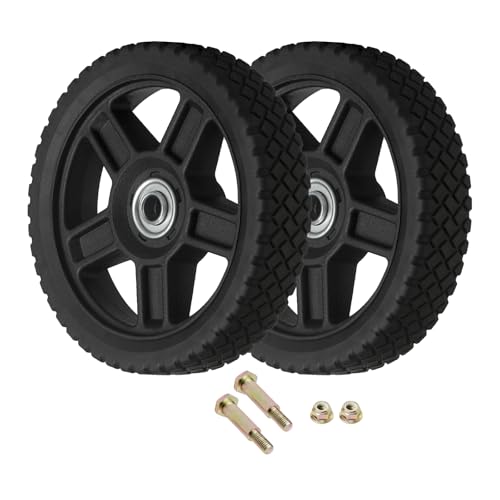 7 Inch Lawn Mower Wheels Wheel kits with Bolts & Nuts - Set of 2 Push Mower Plastic Wheels Fits Craftsman Mower Generator Garden Tiller Most Standard Lawn Mowers