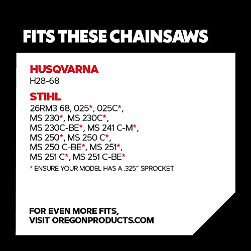 Oregon L68 Controlcut Chainsaw Chain For 18-Inch Bar, 68 Drive Links, .325" Pitch, .063" Gauge, Fits Several Stihl Models (22Bpx068G),Gray #TOP2