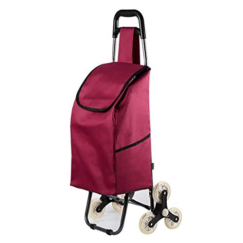 Einkaufswagen, Zusammenklappbarer Großer Und Leichter Einkaufstrolley Mit Abnehmbarer Tasche, Maximale Tragkraft 50 Kg, 39,4 L,Rot