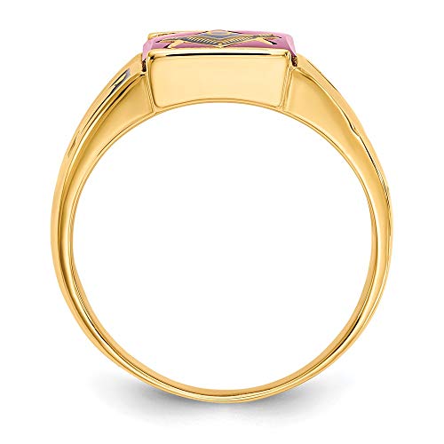 14K Yellow Gold Men's Synthetic Ruby Masonic Ring2