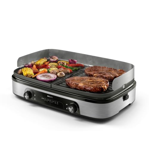 Philips Grill Électrique & Plancha 5000, Température réglable, 2400W, Métal