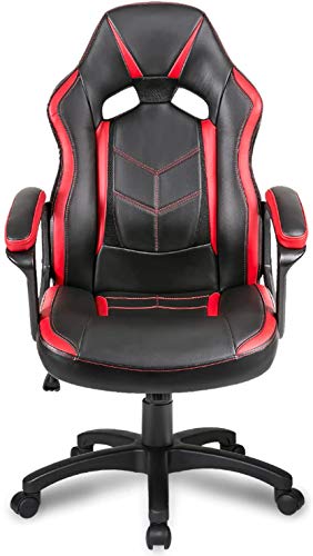 Oiyass Bürostuhl,Ergonomisch Schreibtischstuhl,Gaming Stuhl Verstellbarer Lordosenstütze, Höhenverstellung und Wippfunktion,Belastbarkeit max. 100 kg,Rot Cover