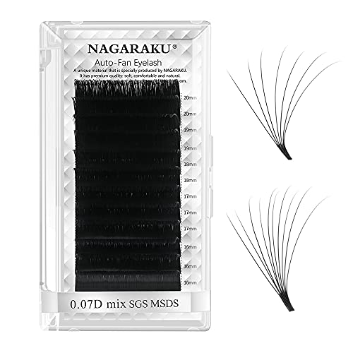 NAGARAKU Extensiones de Pestañas Volumen Ruso 3D 5D 8D 10D -0.07 C D Ahorrar Tiempo Easy Fan Eyelash Extensions Pestañas Postizas Naturales Blando Suave Negra Extensión de pestañas (0.07 D 8-15mm) Cover