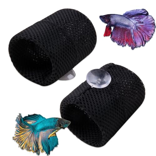 HUTRADE 2 Stück Betta Fischhöhle mit Saugnapf, Aquarium Tunnel Versteck für Betta Fische & Garnelen, Ruheplatz als Aquarium Dekoration & Zubehör für Fischbecken