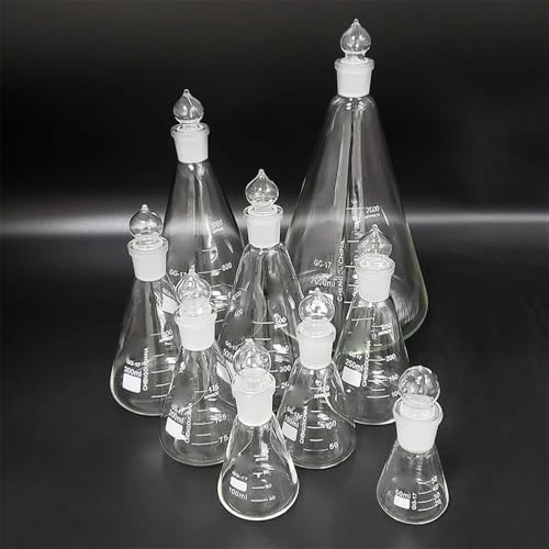 Fiole conique en verre hermétique contre l'évaporation des liquides de laboratoire