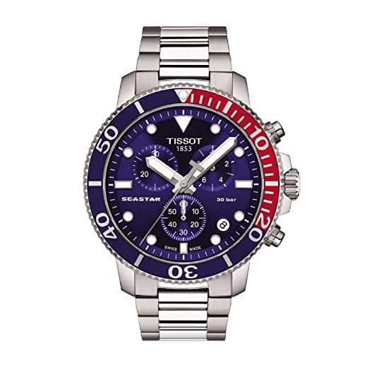 Tissot Seastar 1000 Red and Blue Chronograph Watch for Men T120.417.11.041.03 316L Steel