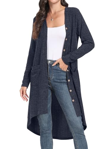 GRECERELLE Strickjacke Damen Lange Leichte mit Knöpfen und V Ausschnitt...