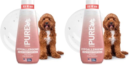 TropiClean Pure Puppy Shampoo, Hypoallergenic Dog Shampoo for Allergies & Sensitive Skin, Made in USA, Safe for Cats & Kittens, 22 oz. (Pack of 2)