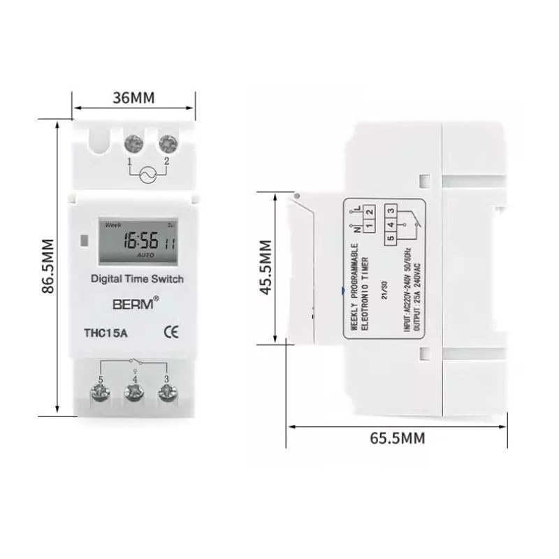 1PCS THC15A Miniature Microcomputer Time Control Switch DC12/24V AC110/220V Electric Box Rail Timer(AC220V)