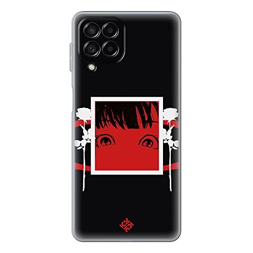 Movilshop Funda para [ Samsung Galaxy M53 5G ] Dibujos Frikis [ Mirada Anime, Manga Rojo Intenso ] de Silicona Flexible Transparente Carcasa Case Cover Gel para Smartphone.