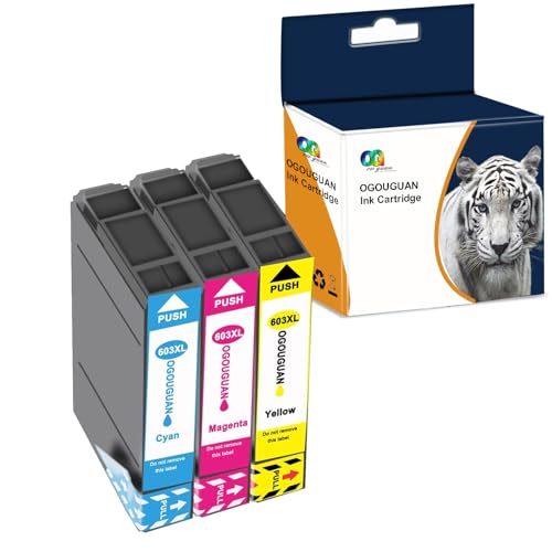 Ouguan® Compatibele inktcartridge vervangt Epson 603XL 603 voor Epson XP-3100 XP-4100 XP-2100 XP-2105 XP-3105 XP-4105 WF-2810 WF-2830 WF-2835 WF-2835 850 (1 cyaan, 1 magenta, 1 geel